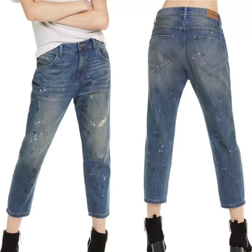 Wildfox Jeans Baggy Crop Paint Splattered  in Da Vinci SZ 26  NEW